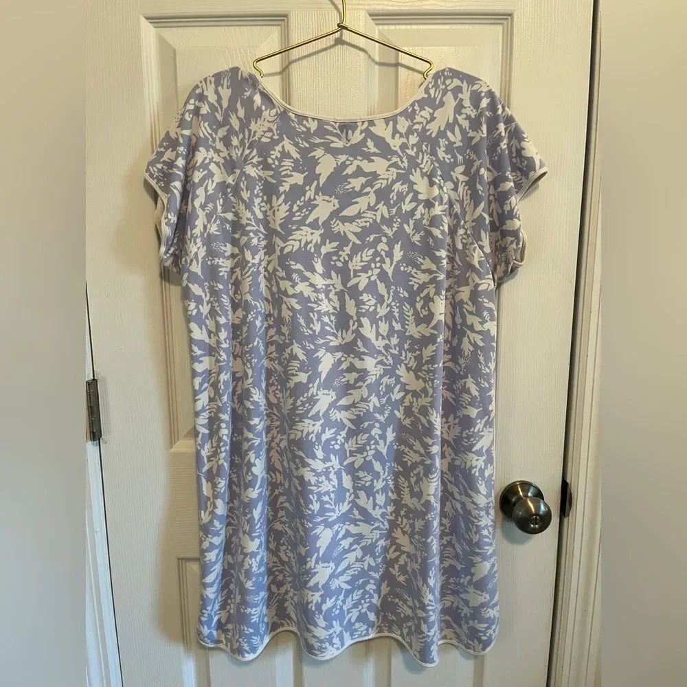 LAKE Lavender Floral Pima Cotton Nightgown Short Sleeve Sleep Dress - Picture 4 of 5
